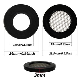 AUXBC 1Inch 8PCS Shower Filter Gaskets+8PCS Rubber Washers, Seal Faucet Washers, O Ring Hose Gasket Filter Net Shower Head Gasket Rubber Washer for Water Faucet Shower Garden Hose Connector