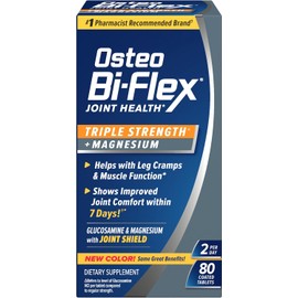Osteo Bi-Flex Triple Strength Glucosamine Supplement with Magnesium, Improve Joint Function, Helps Leg Cramps and Muscle Function, 80 Coated Tablets