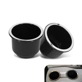 yorpyep 2 PCS Cup Holder Inserts, Embedded Leak-Proof and Shake-Proof Beverage Holder, Chrome-Plated Decorative Cylindrical Cup Holder, for Most Cars Pontoon Table Sofa Yacht (Black)