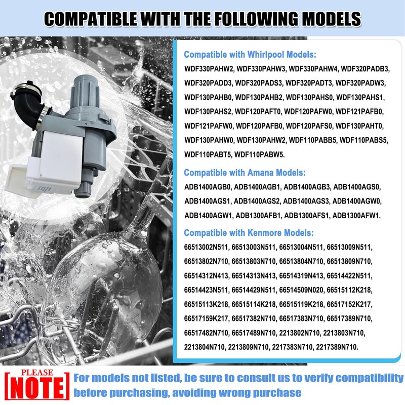 W11612326 Dishwasher Circulation Pump - W10805386 Dishwasher Pump Motor Assembly
