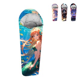KidzAdventure Mermaid 32F-59F Youth and Kids Sleeping Bag | Indoor/Outdoor Boys and Girls Sleeping Bag | Mummy Style, Lightweight Sleeping Bag for Kids (Wave Whisper)