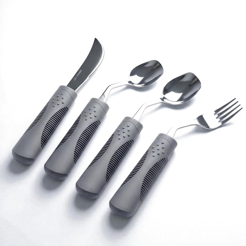 4-Piece Adaptive Utensils Set with Rocker Knife Shovel Spoon -