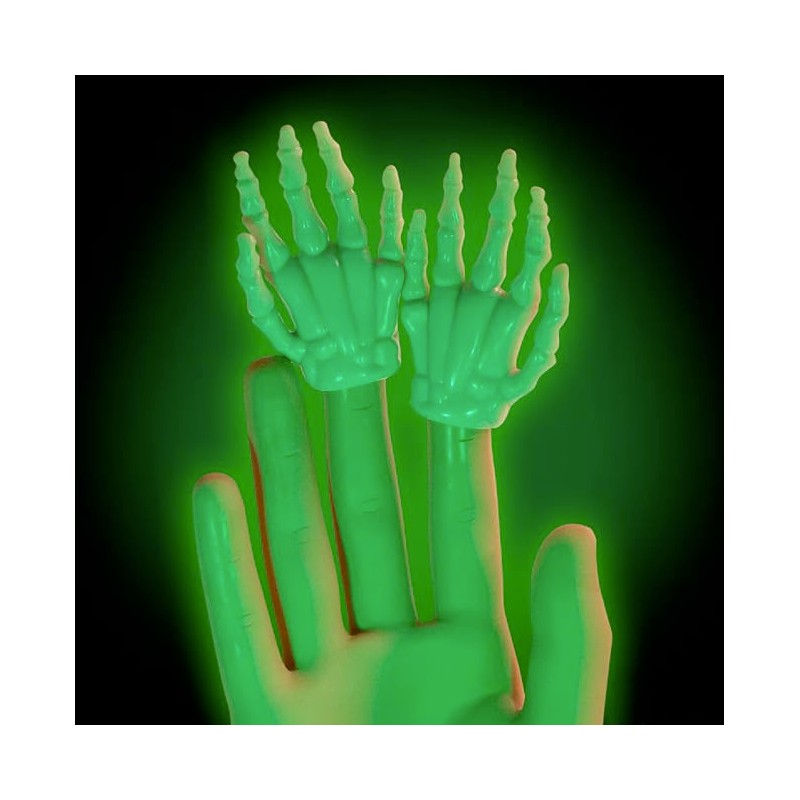 Accoutrements Archie McPhee Funny Glow-in-The-Dark Skeleton Finger Hands: Spooky Set