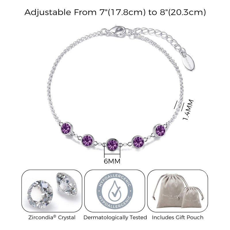 Philip Jones June Birthstone Bracelet Created with Alexandrite Zircondia® Crystals