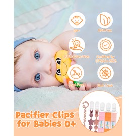 babygoal Pacifier Clips Set of 6, Silicone Pacifier Clips and Toy Strap fits All Pacifiers, Binkies and Toys- Ideal Baby Gift-Girl Color 6PSGJ02