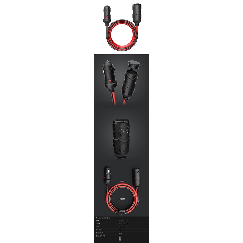 NOCO GC019 Adaptador de 12 V, Extensión de 30.48 cm