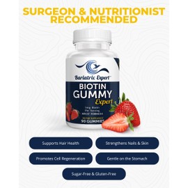 Bariatric Expert Biotin Vitamin – Fast-Melting Dietary Supplement for Adults Post Bariatric Surgery, 90 Count