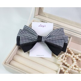 Burnaby houndstooth check ribbon hairpin / 버나비 하운즈투스 체크 리본 헤어핀