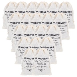 NICENEEDED 20PCS Bachelorette Hangover Kit Bags 4 x 6 Inches Cotton Muslin Party Bag Drawstring Survival Recovery Kits for Wedding Bridal Bachelorette Party (Alphabet)