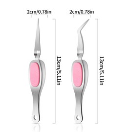 VYIBPDY High Precision Angled Tip Tweezers with Padded Handle - Craft Tweezers for Sewing, Beading and DIY - Unserrated, Fine Angled Tips - Stainless Steel, Pack of 2