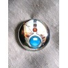 GLASS DOME PICTURE BUTTON -- LOOKS LIKE METALS TURQUOISE &