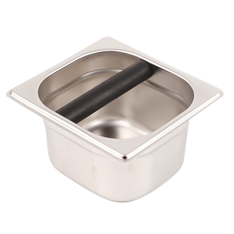 Stainless Steel Espresso Knock Box Container with Rubber Bar for