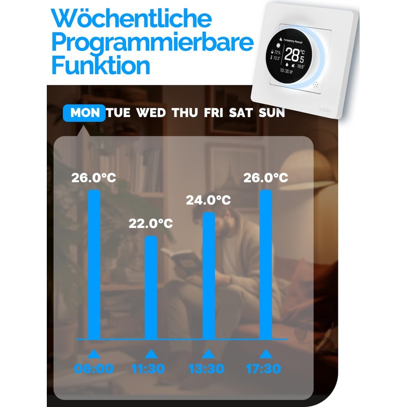 MOES Smart Thermostat Boiler, Zigbee Room Thermostat Underfloor Heating Programmable