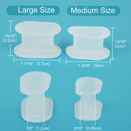 Welnove Pack of 14 Toe Separators, Gel Toe Spacers with Pad,Bunion Corrector for Overlap Toes,Reduce Pain,Rubbing and Friction (8 Large for Big Toes + 6 Medium for Small Toes) -- Transparent