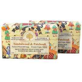 Wavertree & London SandalWood Patchouli (2 Bars), 7oz Moisturizing Natural Soap Bar, French -Milled and enriched with Shea Butter