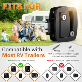 WELLUCK RV Door Lock Replacement with Paddle Deadbolt, 100% Metal Camper Door Latch Handle Lock, RV Entry Door Lock for Camper Horse Travel Trailer Cargo Hauler