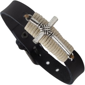Soul Statement Men's Cross Bracelet, Adjustable Leather Wrap Christian Jewelry Confirmation Gifts for Teenagers, Men