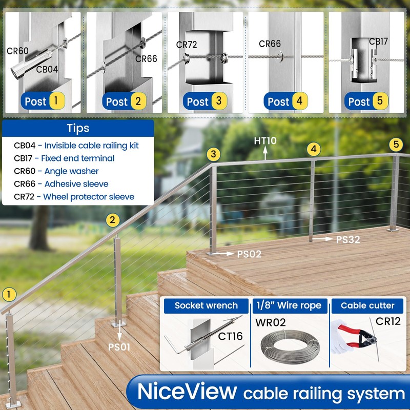 [Patent] Muzata 20 Pack 1/8" Swageless Invisible Cable Railing Kit