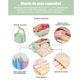 MAIXONIC Estuche para Lápices de Gran Capacidad con 4 Compartimentos, Lapicera Expandible y Organizador de Papelería, Ideal para Escuela, Oficina y Trabajo (Verde)