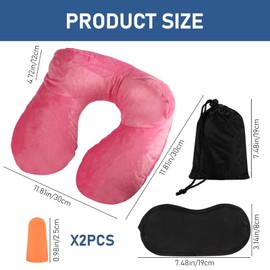 XhjzgcTech Air-Filled Travel Pillows for Sleeping Airplane Neck Support for Traveling Pillow Inflatable Travel Neck Pillows for Air-Filled Neck Pillow Airplane, with Eye Masks, Earplugs
