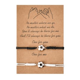 MXXGMYJ Matching Soccer Bracelet for Best Friends Couples Birthday Graduation Gifts for Men Friends Friendship Relationship Gifts for Him Her Soccer Lovers Adjustable Braided Football Bracelets for 2