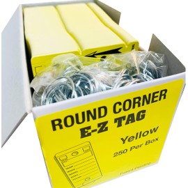 Round Corner Self-Laminating Key Tags – 250 or 500 Pack – Waterproof & Durable – Includes 7/8” Rings – Multiple Colors (EZ407) (Yellow Round Corner Self Laminating Key Tags)