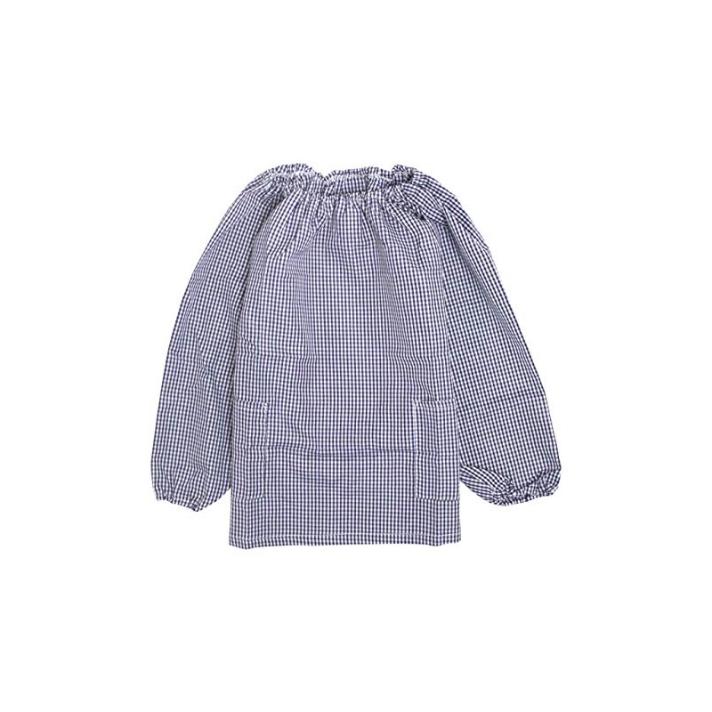 Timely tm102 Lunch Apron, Smocked, Long Sleeve, Plaid Pattern, School,