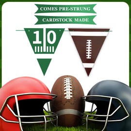 Football Party Banner Decorations, 3 Pack Paper Triangle Flags Banner for Flag Football, Superbowl Party Decorations 2025 Sports Theme Birthday Football Trunk or Treat Tailgate Game Day Decorations