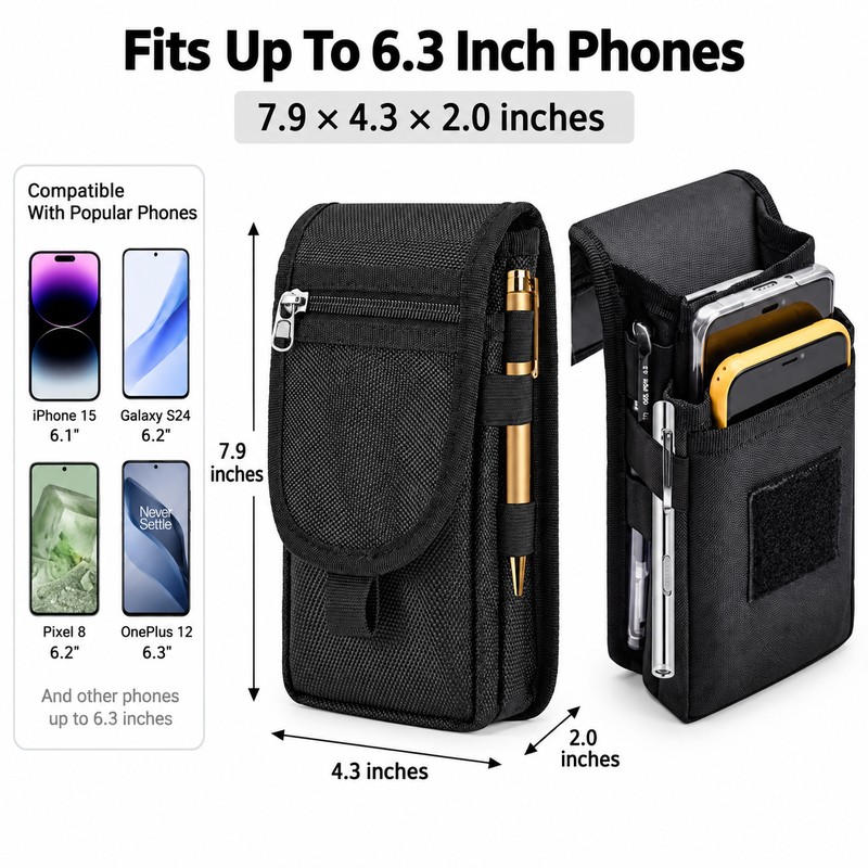 6.3 Inch Phone Belt Pouch Bag – Nylon Outdoor Mobile
