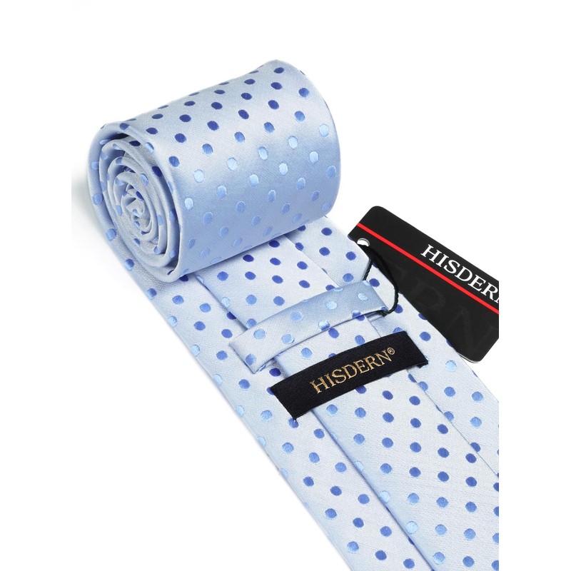 HISDERN Ties for Men Polka Dot Classic Handkerchief Formal Elegant