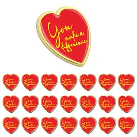 50/ Pack You Make a Difference Lapel Pins Bulk - Red Heart Brooch Love Inspirational Badge Pin for Men Women Employee Appreciation Gift Clothes Bags Hats
