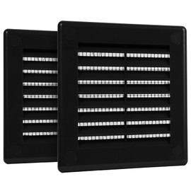 HVAC OV 2pack 3" x 3" Inch (Grille Dimensions) Black Plastic Square Vent Cover - HVAC Air Return Grille - Built-in Protection Screen - 4" x 4" Inch (External Dimensions)