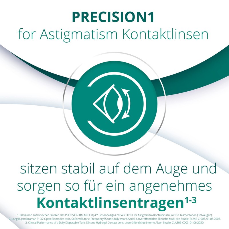 PRECISION1 Toric Daily Lenses, Soft, Pack of 30, BC 8.5