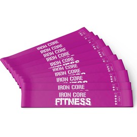 10 Resistance Loops for Trainers, Bootcamp, Gym. Tone Glutes, Thighs, Leg, Back, arms. Bulk Workout Bands by Iron Core Fitness, Magenta, Heavy