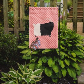 Caroline's Treasures BB7887GF Welsh Black-Necked Goat Pink Check Garden Flag, Multicolor