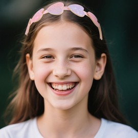 TKYPZY 6 Pack Glitter Headbands Bow Heart Star Sweet Hairband Bow Headband Hair Accessories Sparkly Hairband Shiny Hair Bands with Teeth Cute Non-Slip Sequin Head Band Birthday Gift