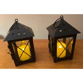 Lantern Christmas 2 Black Lantern Christmas Ornaments Country Primitive Cabin Lodge Home Decor New