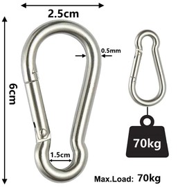 JatilEr 8Pack M8 Spring Snap Hooks, Heavy Duty Caribiners Steel Key Chain Clip Mountain Rope Hook Fit for Gym Climbing In/Outdoor Camping Travelling