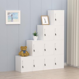 JINGUR Metal Storage Locker Cabinet with Locking Door and Adjustable Shelf for Home Office Classroom Workshop Organization (White)