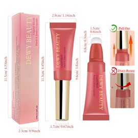 LSxia Liquid Blush Makeup Wand, Cream Liquid Blush with Cushion Applicator For Cheeks Tint, Natural-looking, Glow Dewy Finish, Weightless Blendable Liquid Blush Stick, Long-wearing | #103 EBULLIENT-Cool Pink