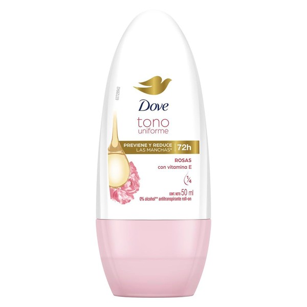 Desodorante Dove Tono Uniforme Rosas antitranspirante en roll on 50 ml