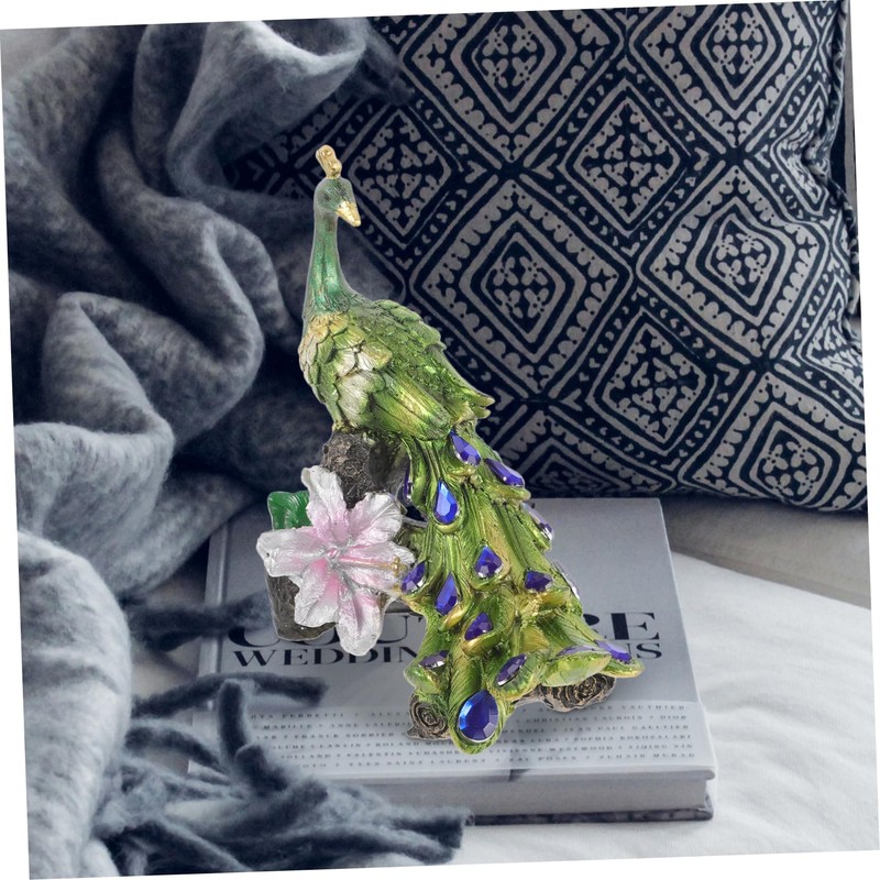 iplusmile Resin Peacock Sculpture Ornament Elegant Desktop Decoration for Home