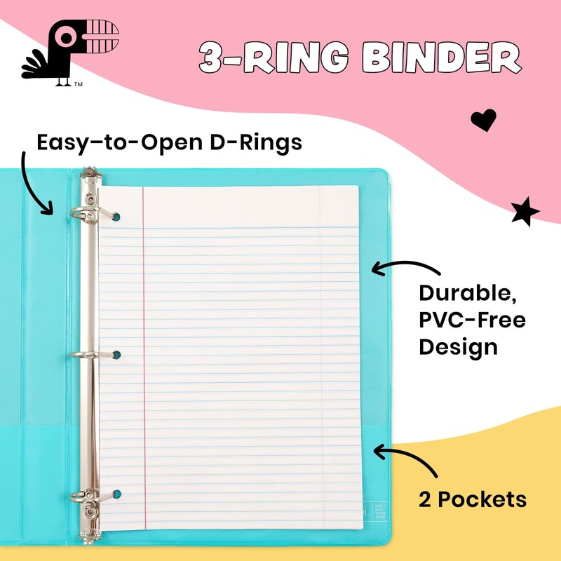 Yoobi 1 Inch Binder Set – 3-Ring Binders with 2