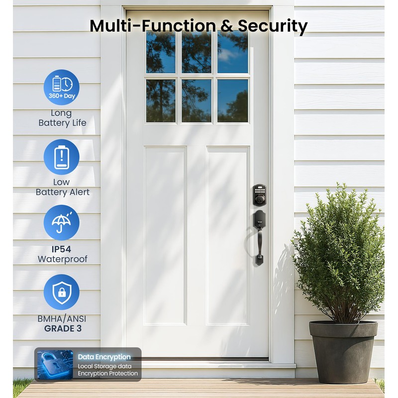 Veise Fingerprint Door Lock, Keyless Entry, Auto Lock, Electronic Keypad
