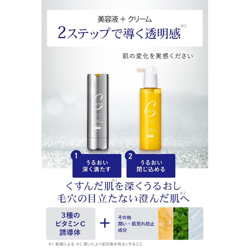 CVITAS Beauty Essence Cream Set, Retinol, Vitamin C, Serum, Pore