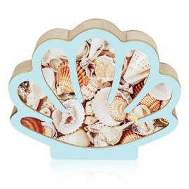 Wooden Shell Display Box Blue, Seashell Display Box Decoration Supplies, Exquisite Storage Decor Gift Supplies for Women Men Suitable for Placing in The Room