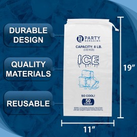 Party Bargains 8 lb Plastic Drawstring Ice Bags 19"x11" (100 Bags)