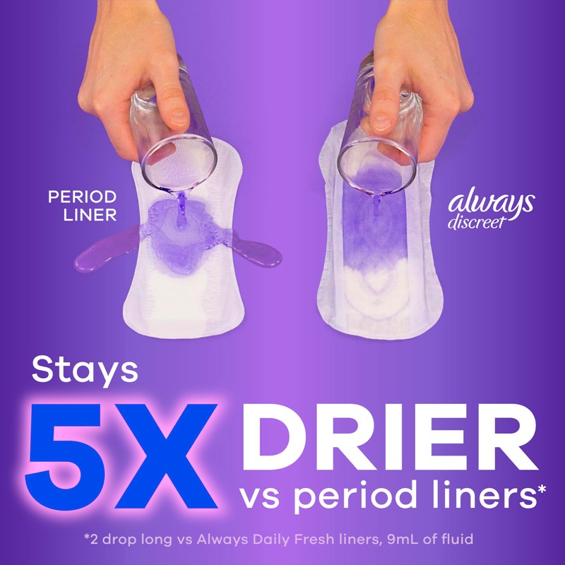 Always Discreet Incontinence Panty Liners for Women with Bladder Leaks,