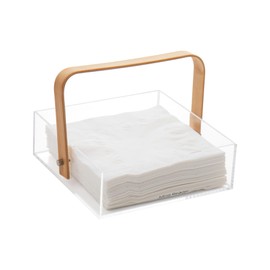 Mind Reader Napkin Holder, Kichen Storage, Countertop Organizer, Caddy, Kitchen, Acrylic, 7.25"L x 7.25"W x 5.5"H, Brown