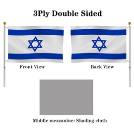 Hypoth Double Sided Israel Flag 3x5 FT Outdoor- UV Fade Resistant 3Ply Israeli National Flags Canvas Header with 2 Brass Grommets Easy to Rising